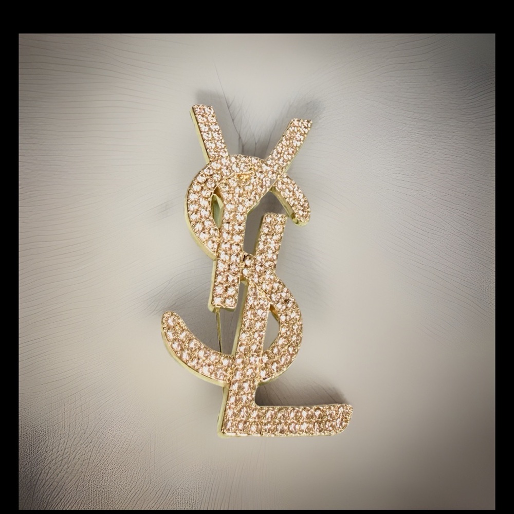 Luxury Gold Crystal Logo brooch Designer-Inspired Accent